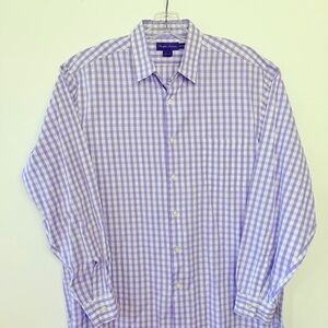 RALPH‎ LAUREN Luxury Purple Label Italian Pastel Lilac Gingham Check Shirt XL